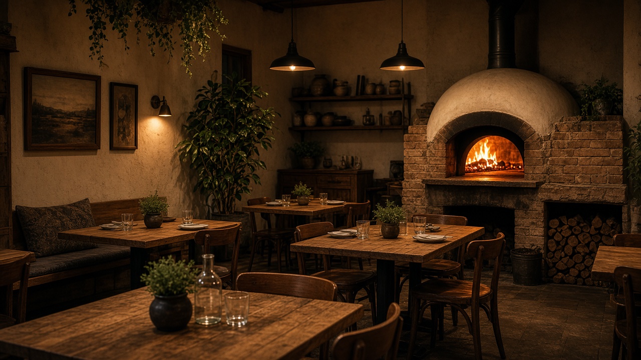 Intérieur chaleureux de la pizzeria Dealquartz